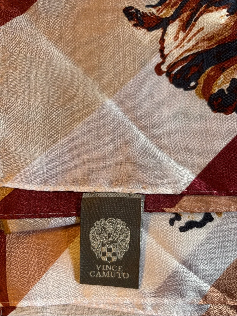 Vince Camuto Satin Floral Scarf in Rust, Mustard & Black
